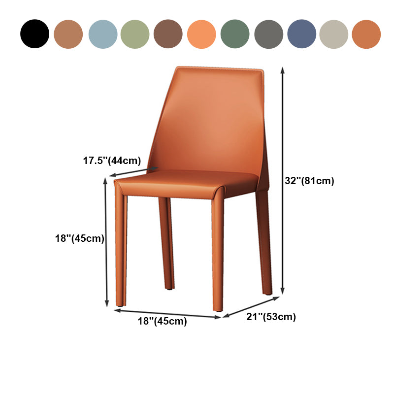 Matte Finish Side Chair with Solid Back Faux Leather Indoor Upholstered Dining Chair