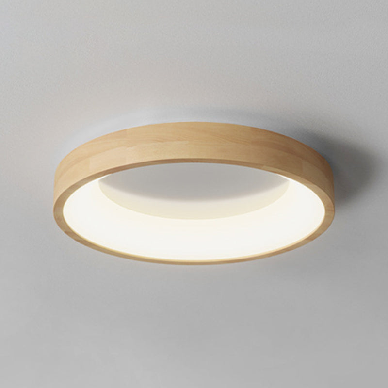 1 Light Circle Ceiling Lamp Modern Style Wood Ceiling Lighting for Living Room