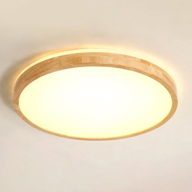 1 Light Circle Ceiling Lamp Modern Style Wood Ceiling Lighting for Dining Room