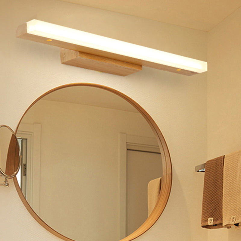 Geometry Shape Wall Light Modern Style Wood 1 Light Sconce Lamp for Bathroom