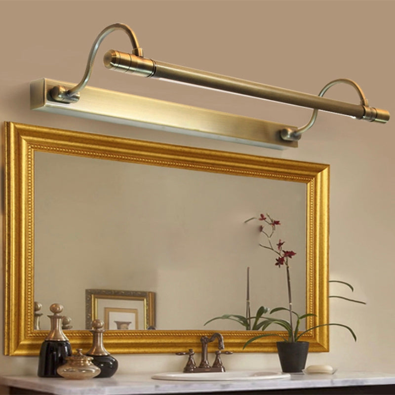 Metal Linear Shape Mirror Wall Light Modern 1 Light Mirror Wall Mount Fixture in Nickel