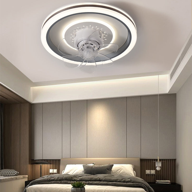 Nordic Style Round Fan Light Metal Colorful LED Flush Mount Light for Bedroom