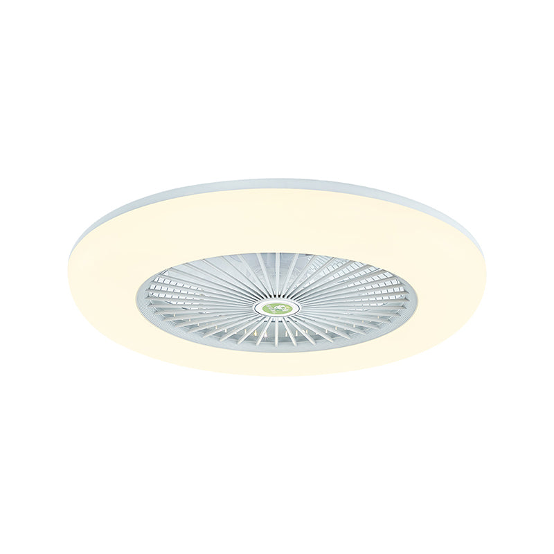 1-Light Modern Round Fan Light Metal Colorful LED Flush Mount Light for Bedroom