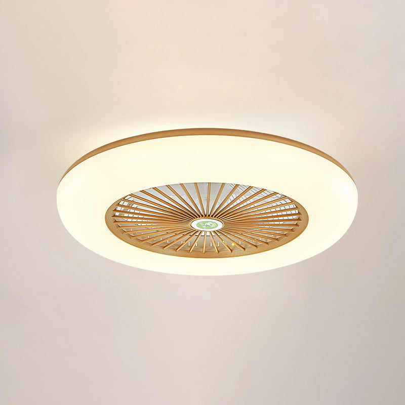 1-Light Modern Round Fan Light Metal Colorful LED Flush Mount Light for Bedroom