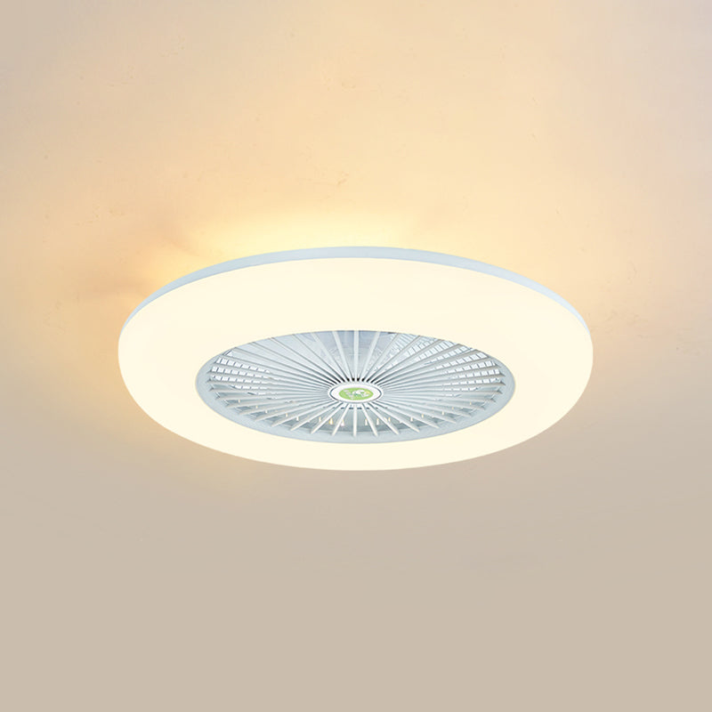 1-Light Modern Round Fan Light Metal Colorful LED Flush Mount Light for Bedroom