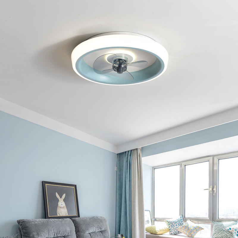 Modern Round Fan Light Metal Colorful 20" Wide LED Flush Mount Light for Bedroom