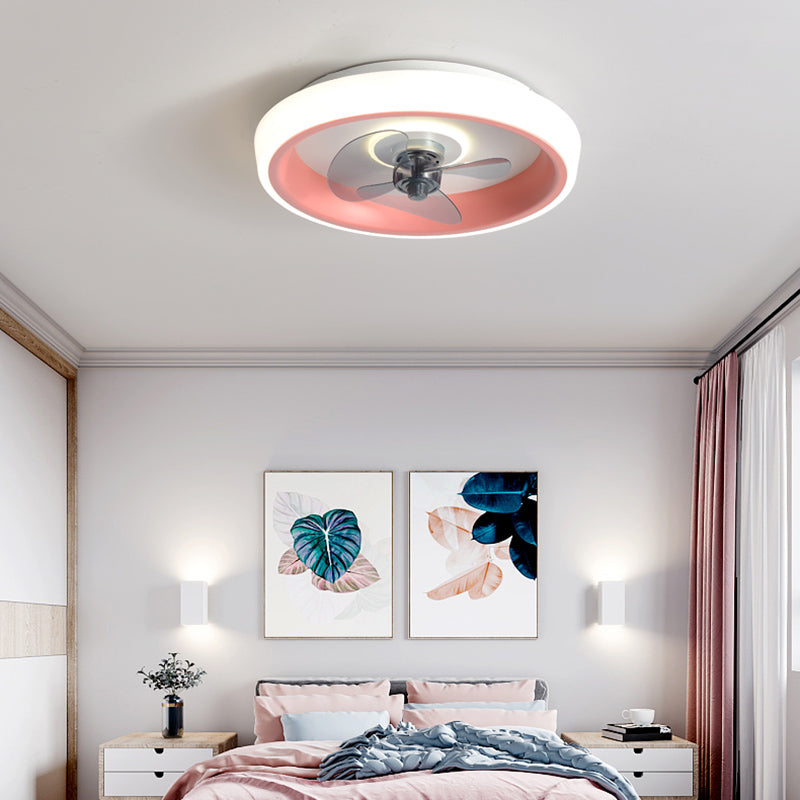 Modern Round Fan Light Metal Colorful 20" Wide LED Flush Mount Light for Bedroom