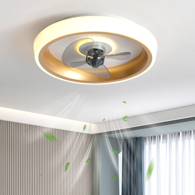 Modern Round Fan Light Metal Colorful 20" Wide LED Flush Mount Light for Bedroom