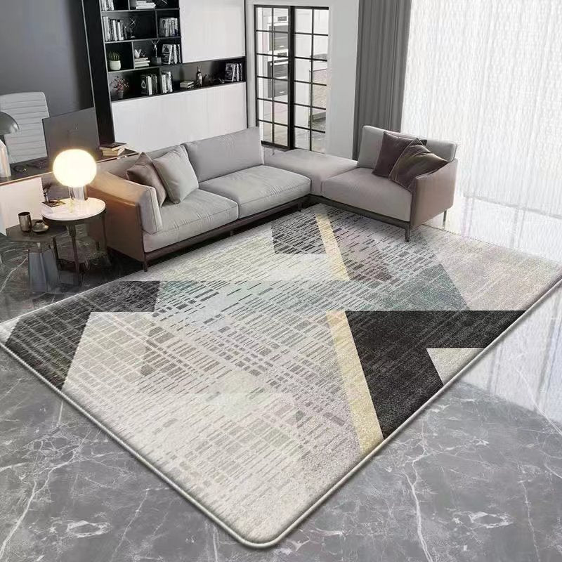 Dark Beige Modern Rug Polyester Geometric Rug Washable Rug for Drawing Room