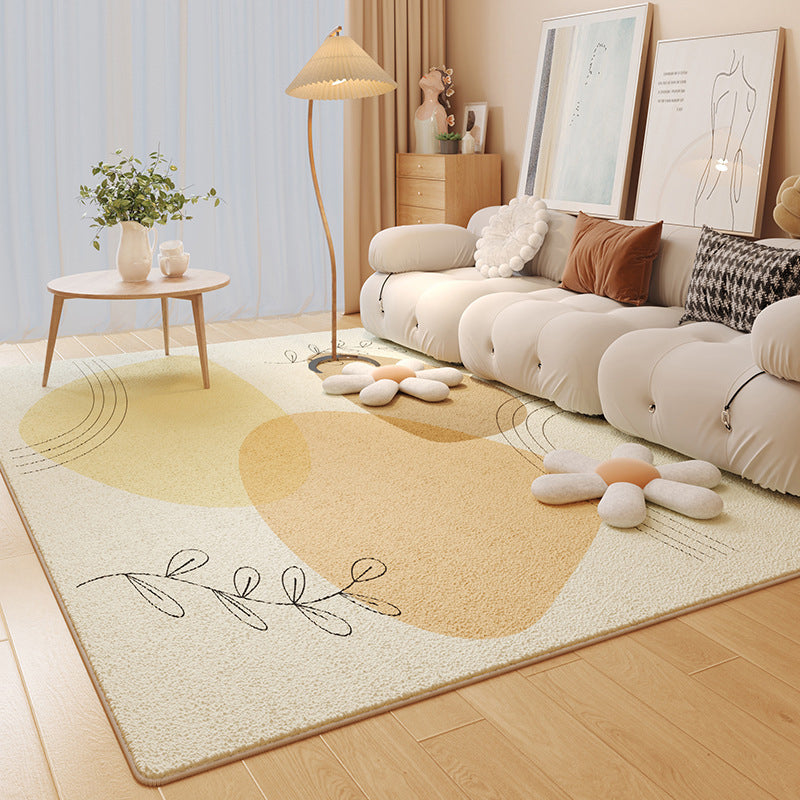 Beige Modern Rug Polyester Color Piece Indoor Rug Washbale Rug for Living Room