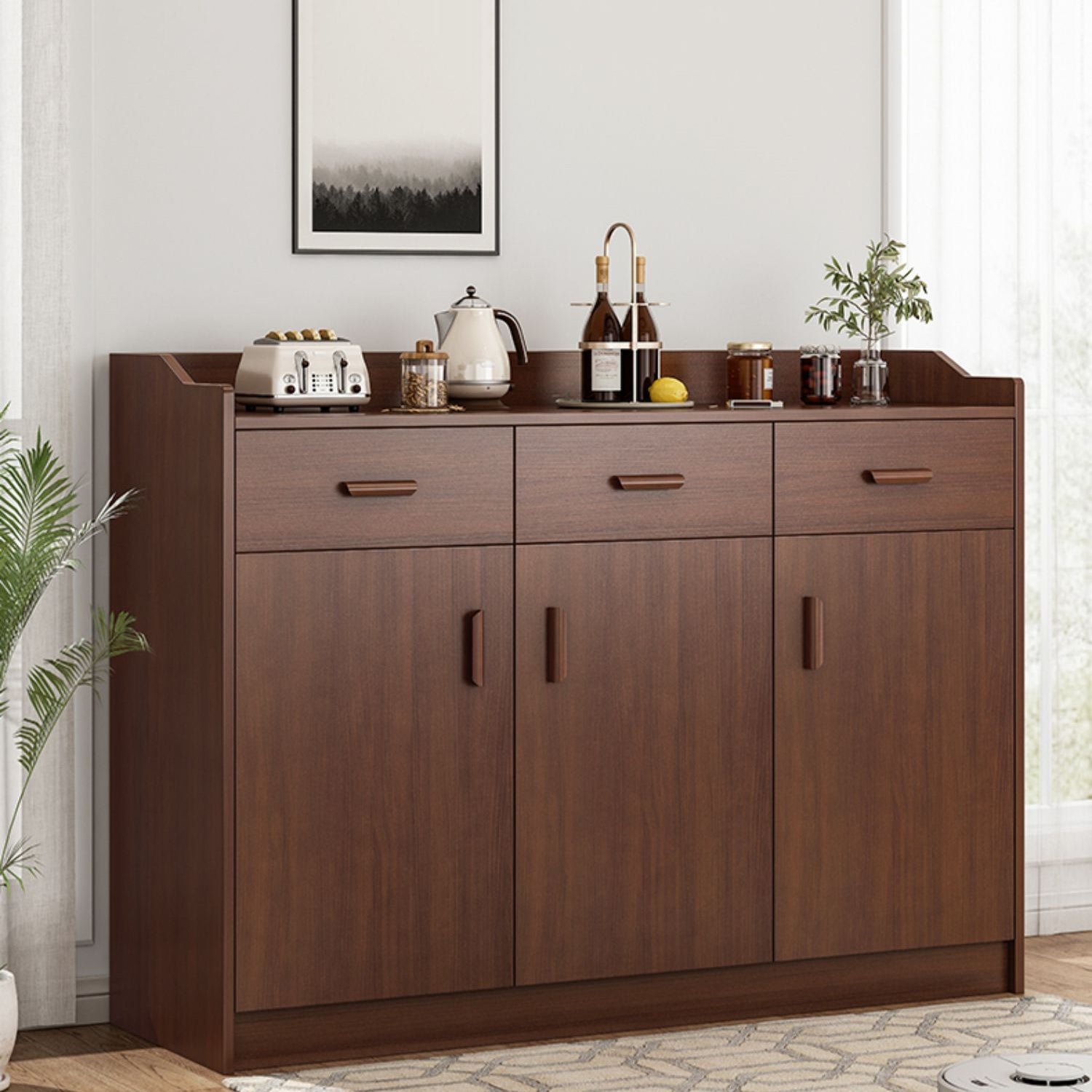 Contemporary Sideboard Engineered Wood Sideboard Table with Storage