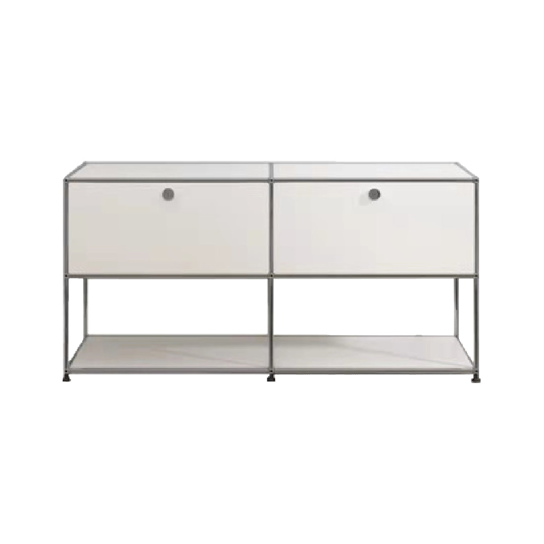 Modern Metal Dining Server with Drawers White Sideboard for Kitchen