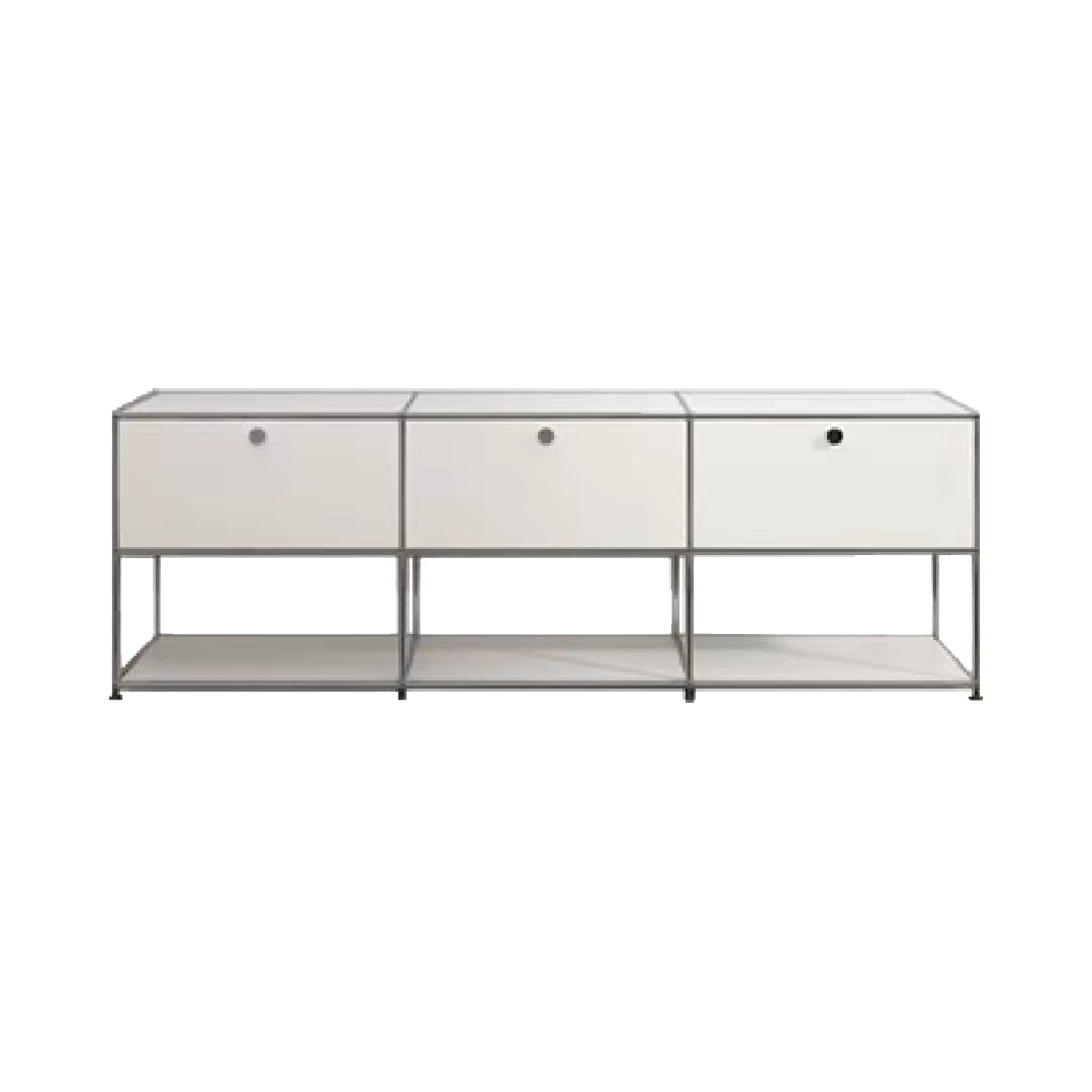 Modern Metal Dining Server with Drawers White Sideboard for Kitchen