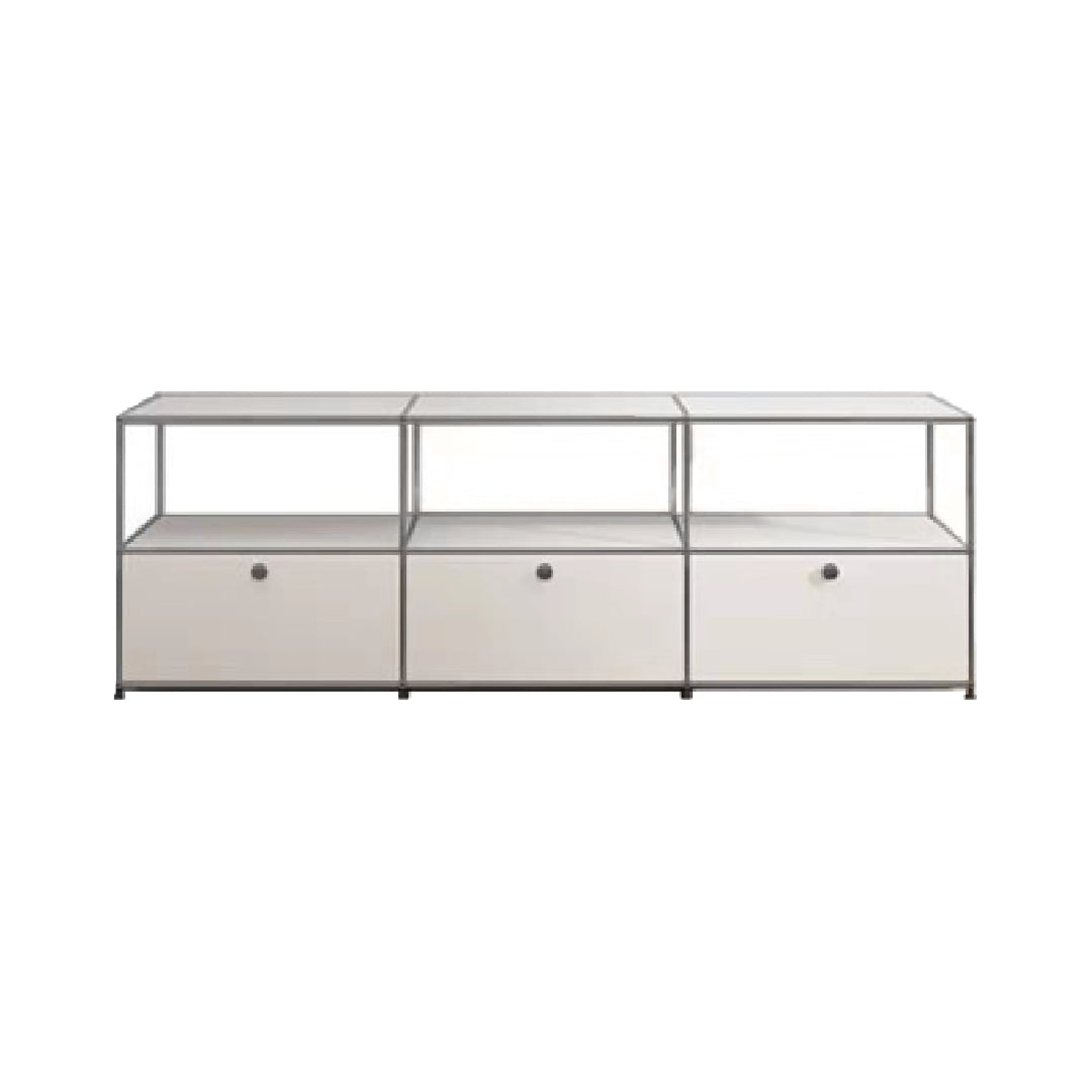 Modern Metal Dining Server with Drawers White Sideboard for Kitchen