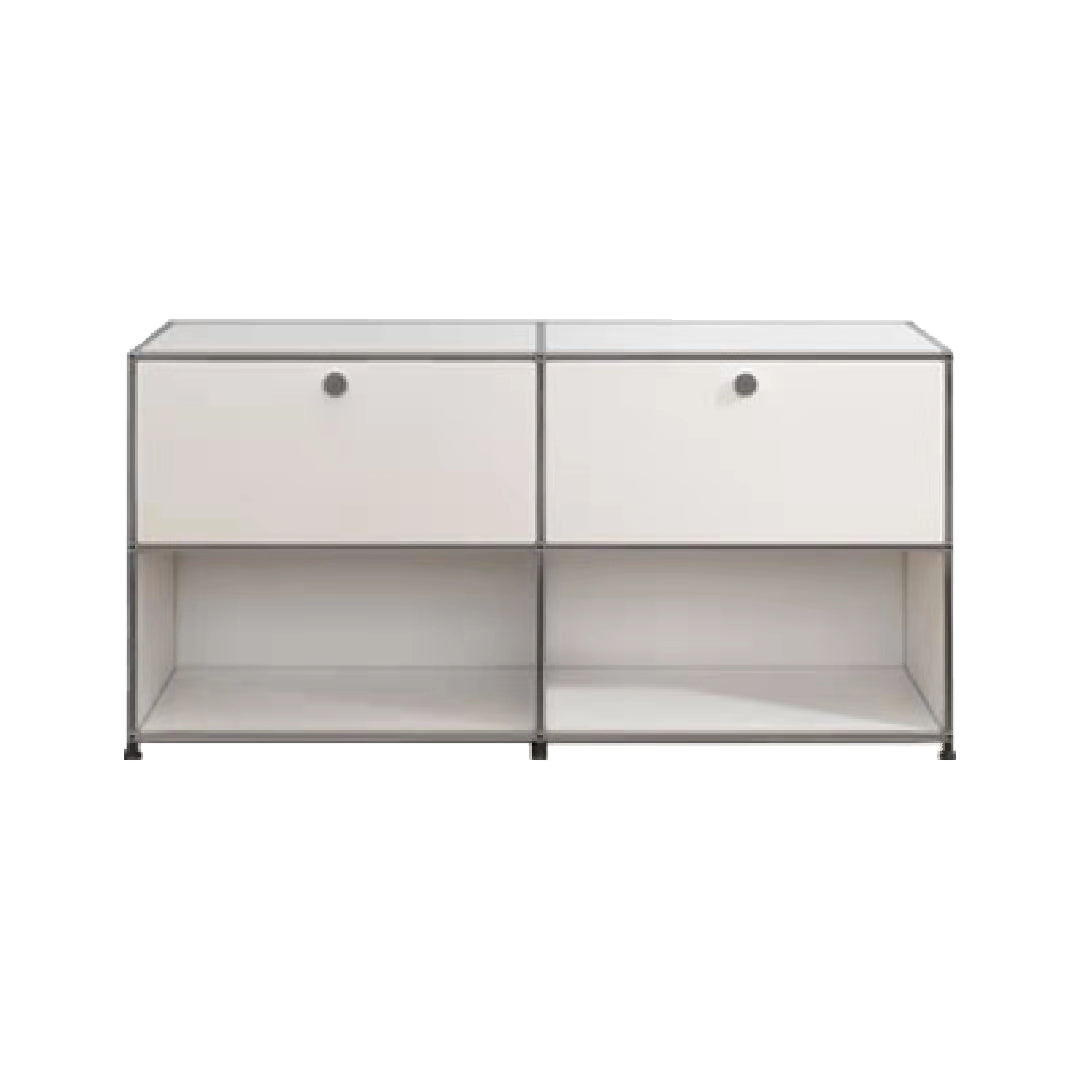 Modern Metal Dining Server with Drawers White Sideboard for Kitchen