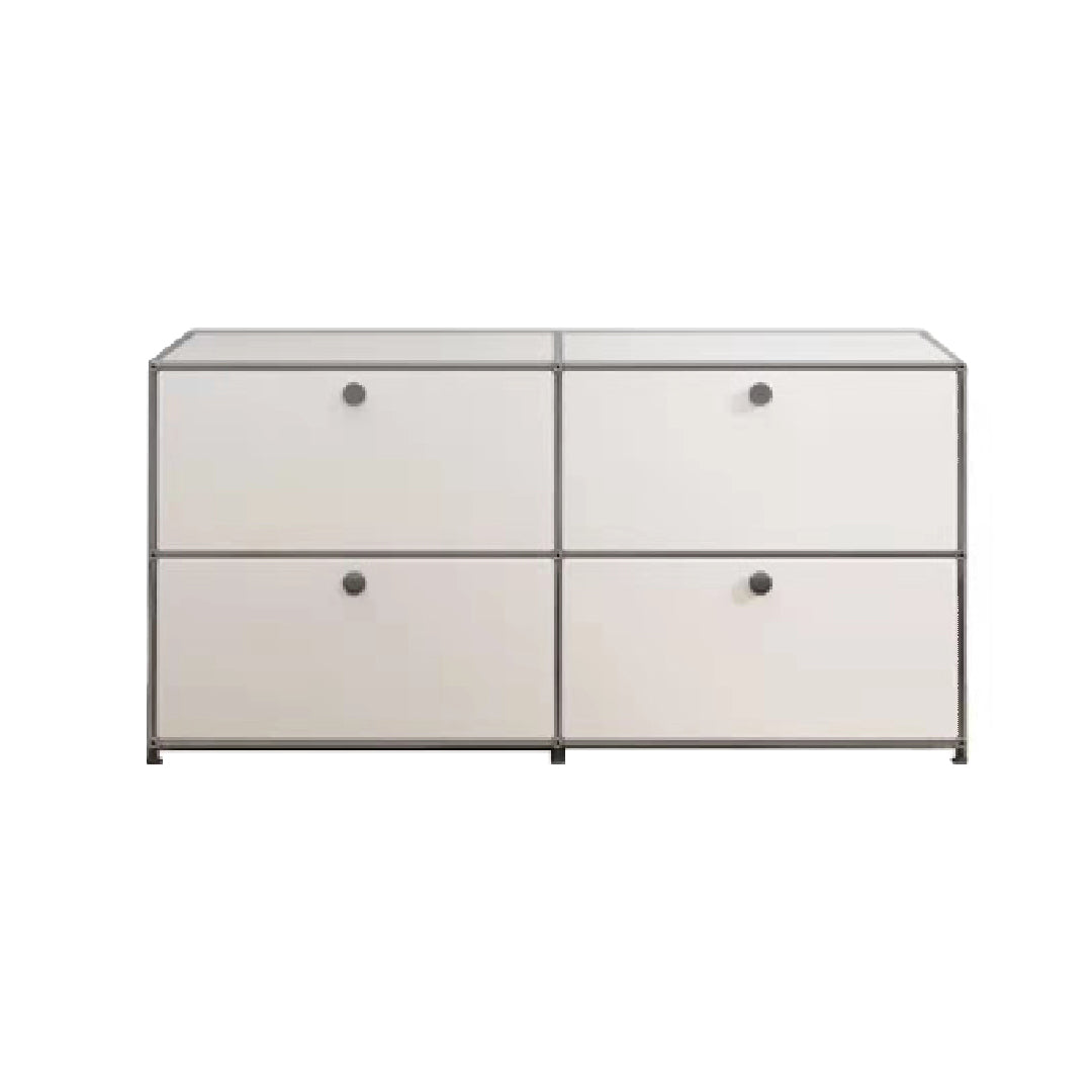 Modern Metal Dining Server with Drawers White Sideboard for Kitchen