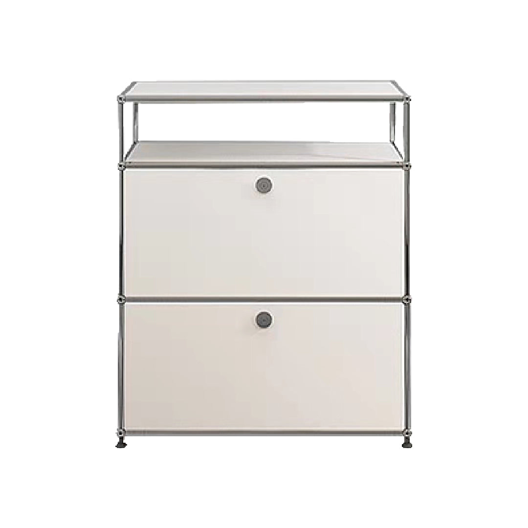 Modern Metal Dining Server with Drawers White Sideboard for Kitchen