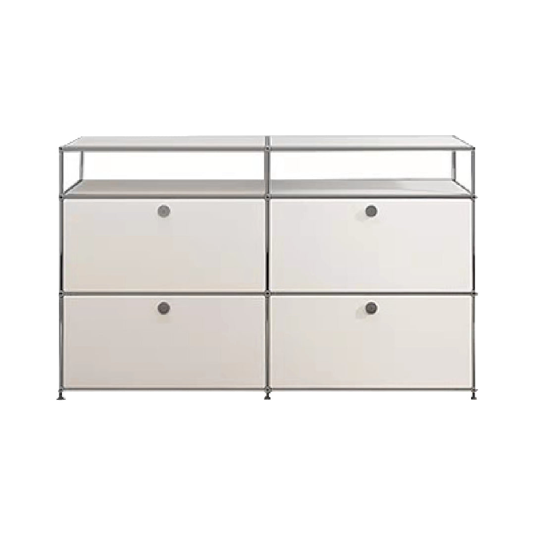 Modern Metal Dining Server with Drawers White Sideboard for Kitchen