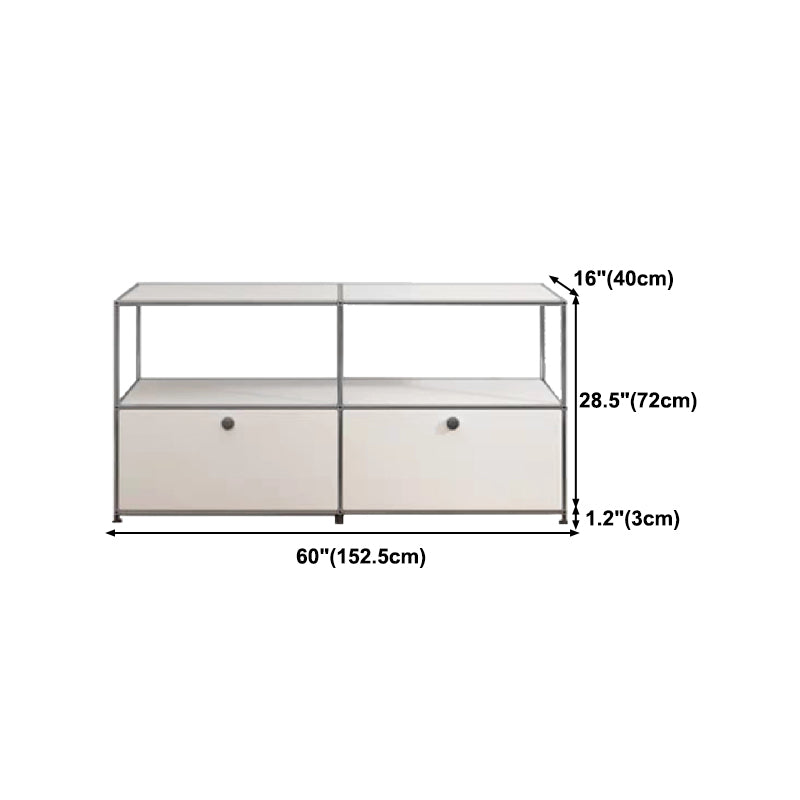 Modern Metal Dining Server with Drawers White Sideboard for Kitchen