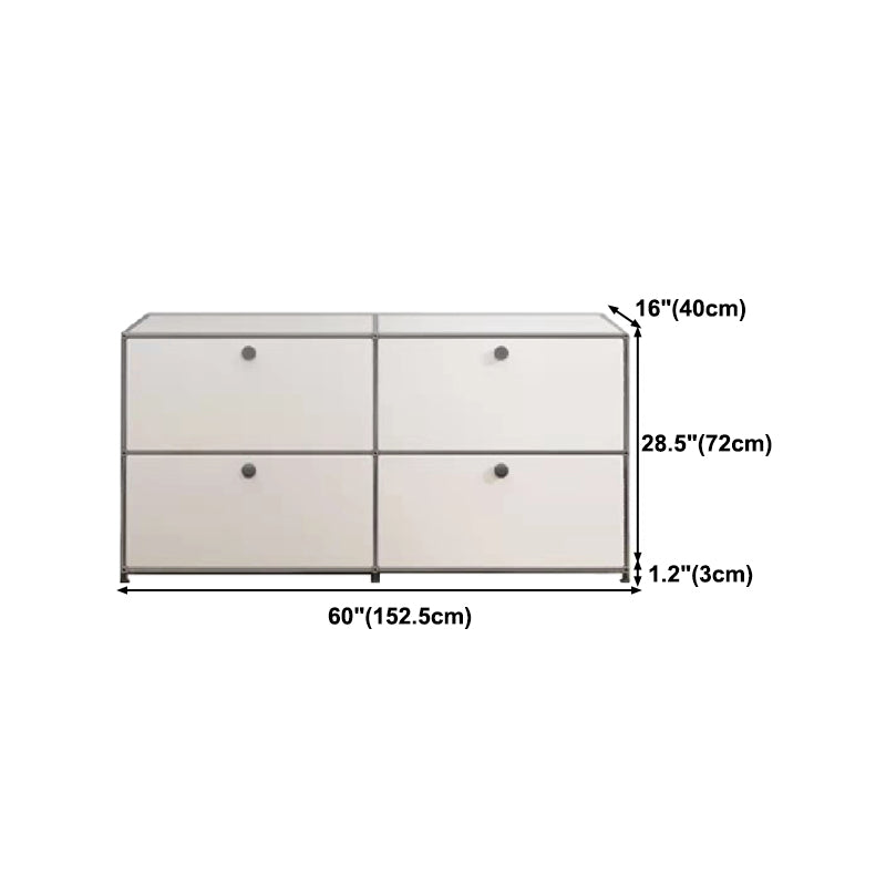 Modern Metal Dining Server with Drawers White Sideboard for Kitchen