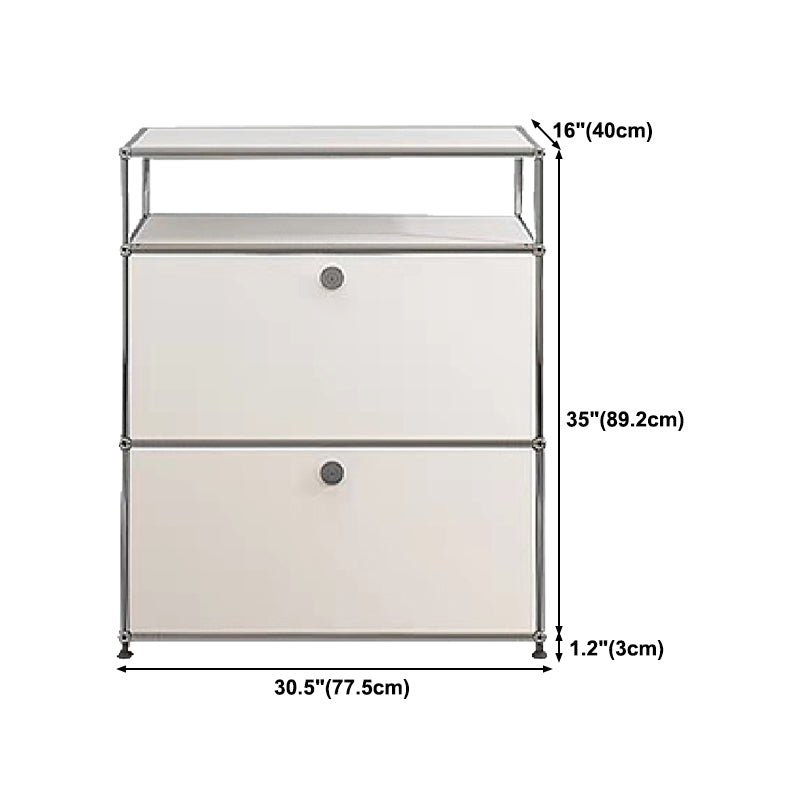 Modern Metal Dining Server with Drawers White Sideboard for Kitchen