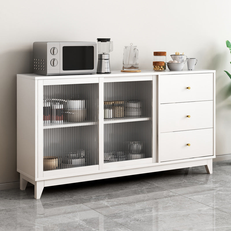 Glam Style Sideboard Engineered Wood Dining Sideboard with Glass Door