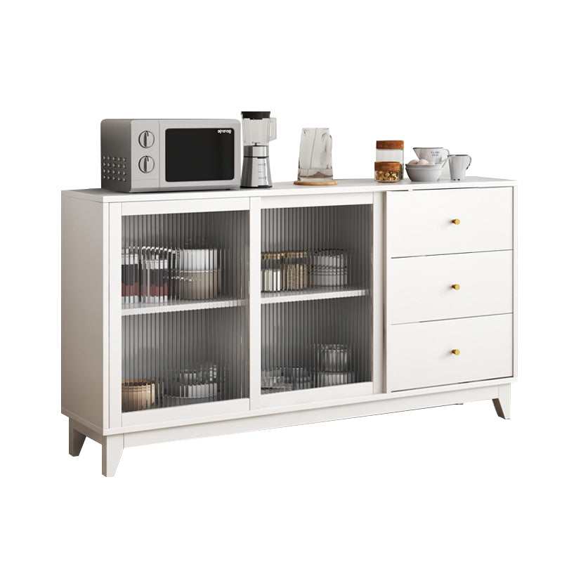 Glam Style Sideboard Engineered Wood Dining Sideboard with Glass Door