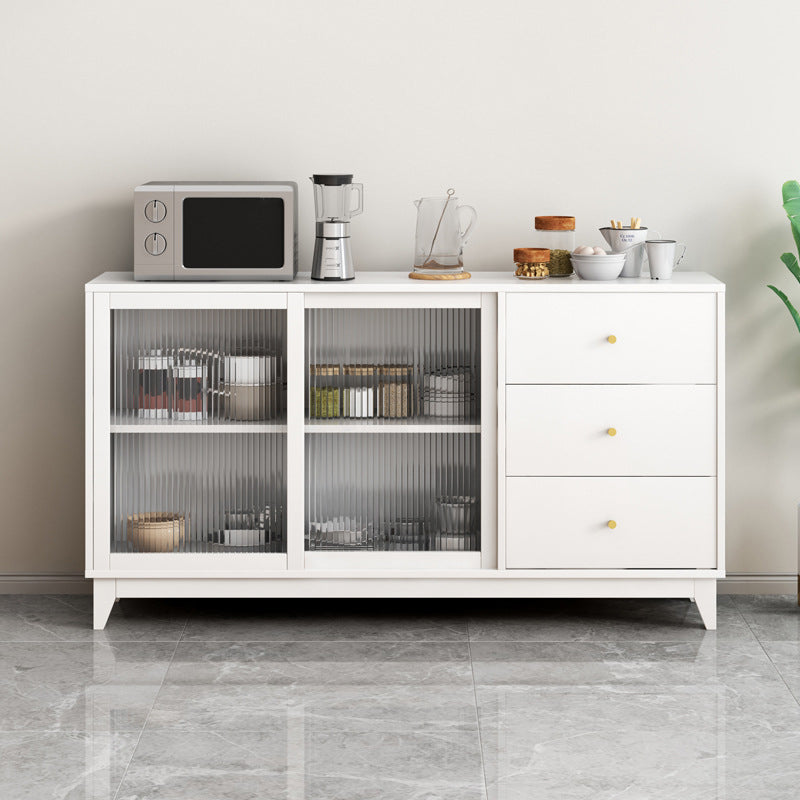 Glam Style Sideboard Engineered Wood Dining Sideboard with Glass Door