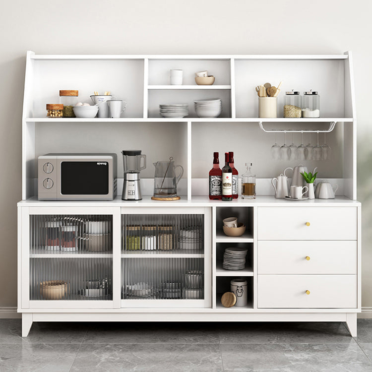 Glam Style Sideboard Engineered Wood Dining Sideboard with Glass Door