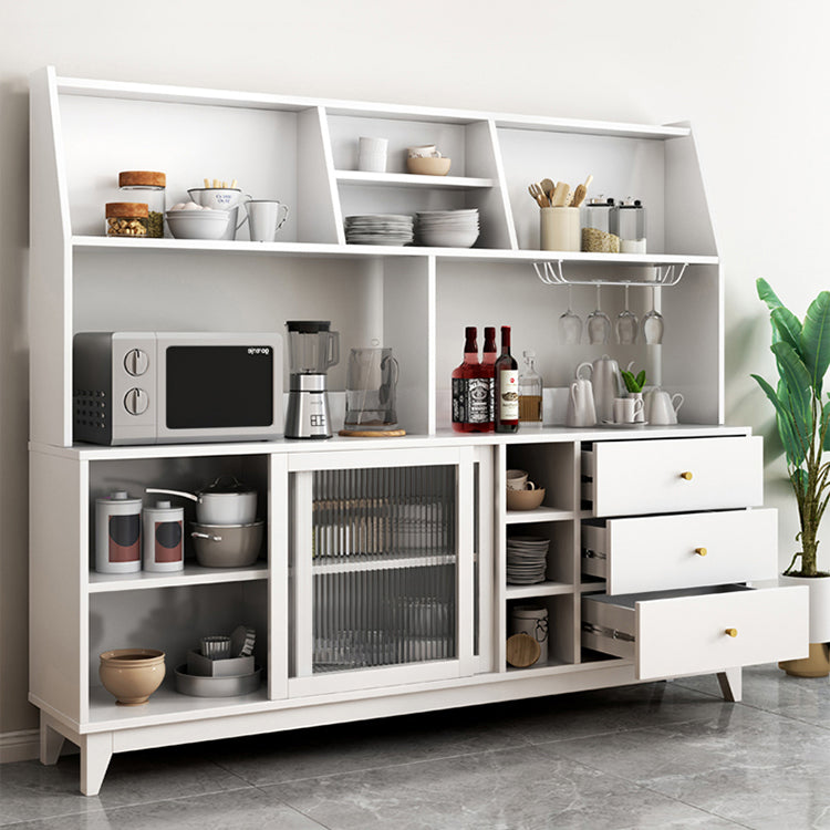 Glam Style Sideboard Engineered Wood Dining Sideboard with Glass Door