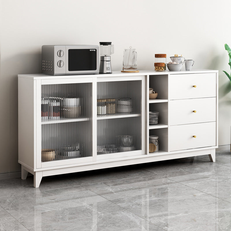 Glam Style Sideboard Engineered Wood Dining Sideboard with Glass Door