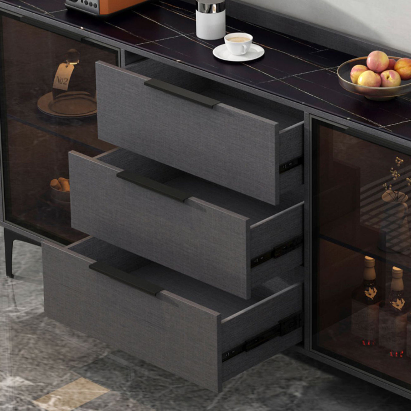 Modern Style Sideboard Sintered Stone Sideboard with Drawers for Living Room