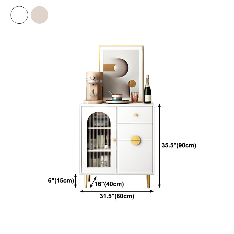 Modern Sideboard in White Solid Wood Dining Sideboard with Doors for Living Room