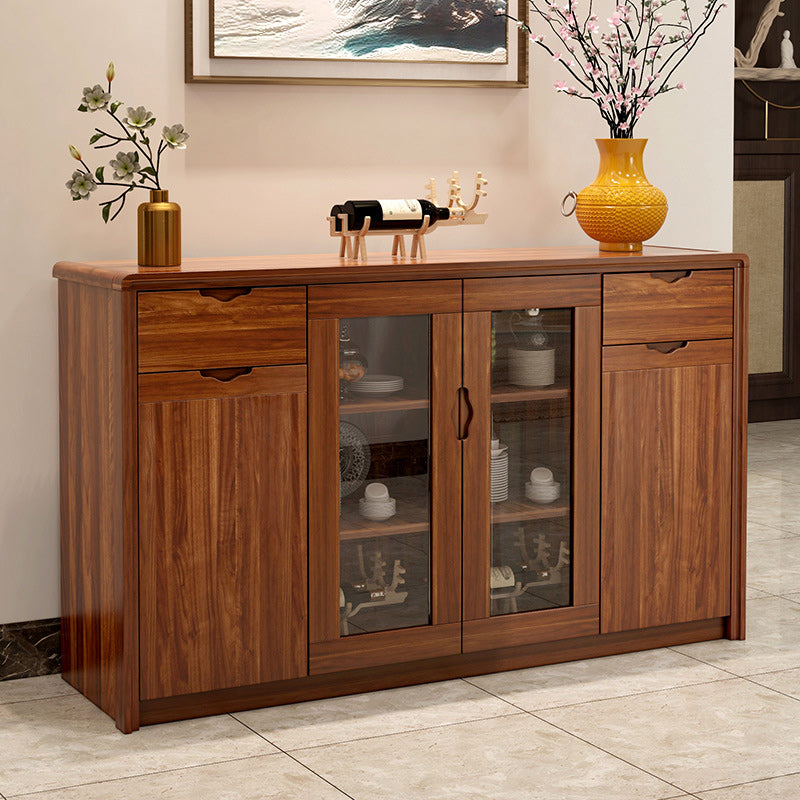 Modern Sideboard in Brown Solid Wood Dining Sideboard with Doors for Living Room