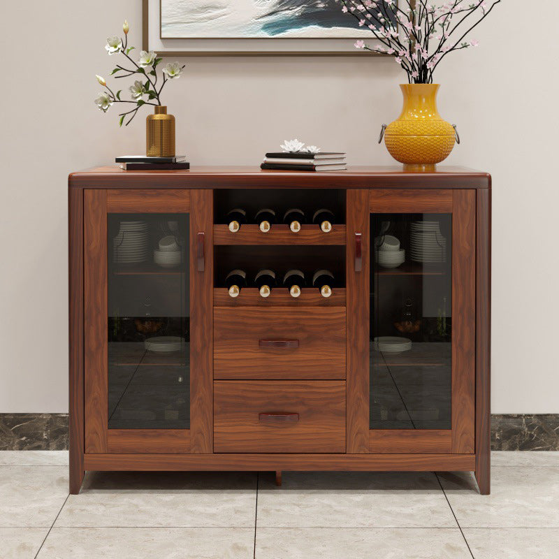 Modern Sideboard in Brown Solid Wood DIning Sideboard with Doors