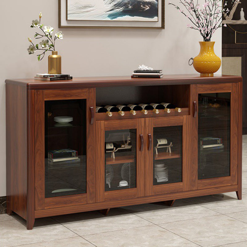 Modern Sideboard in Brown Solid Wood DIning Sideboard with Doors