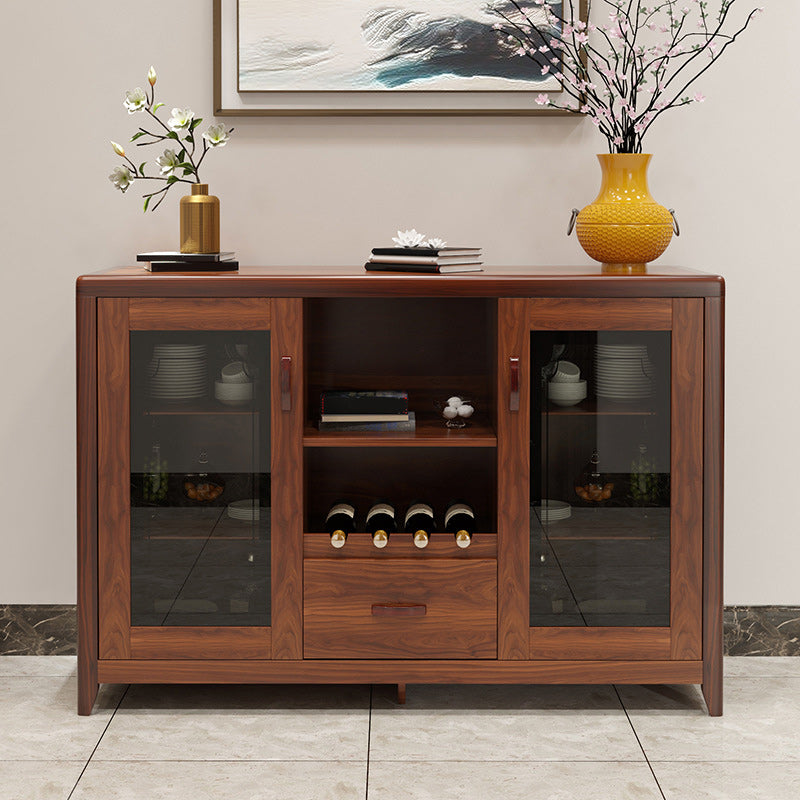 Modern Sideboard in Brown Solid Wood DIning Sideboard with Doors