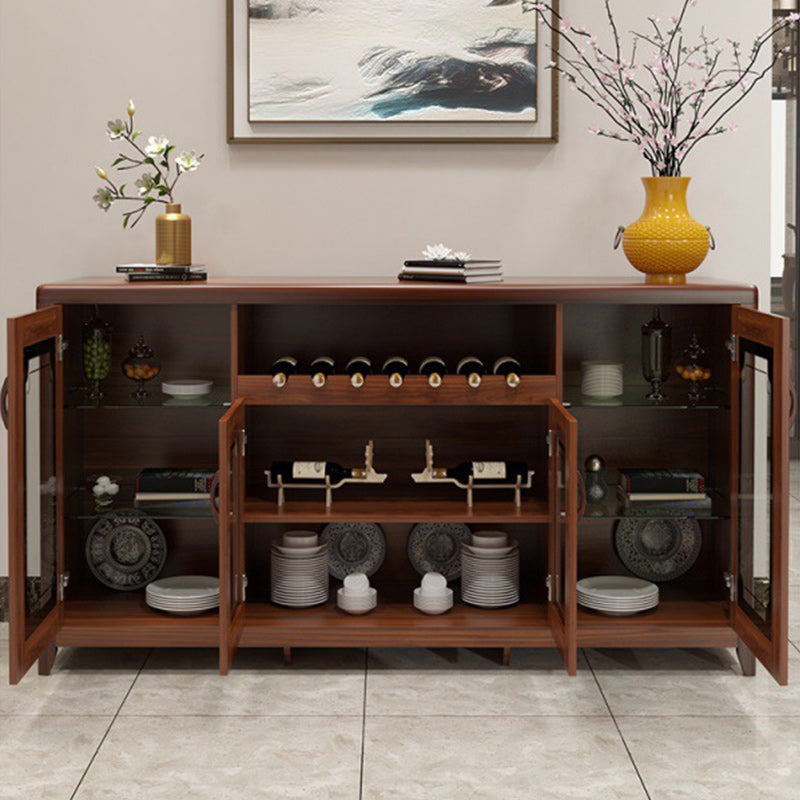 Modern Sideboard in Brown Solid Wood DIning Sideboard with Doors