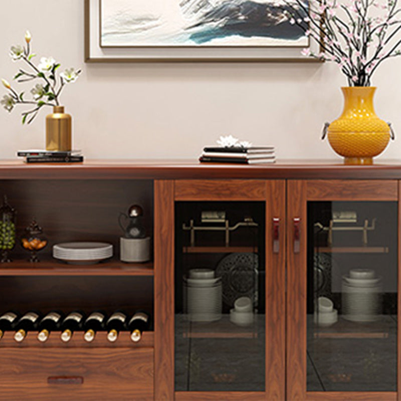 Modern Sideboard in Brown Solid Wood DIning Sideboard with Doors