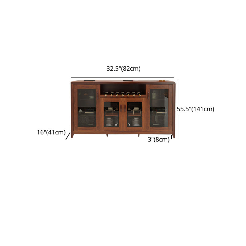 Modern Sideboard in Brown Solid Wood DIning Sideboard with Doors