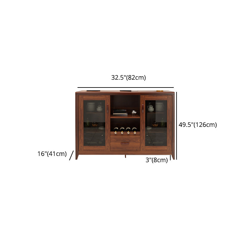 Modern Sideboard in Brown Solid Wood DIning Sideboard with Doors