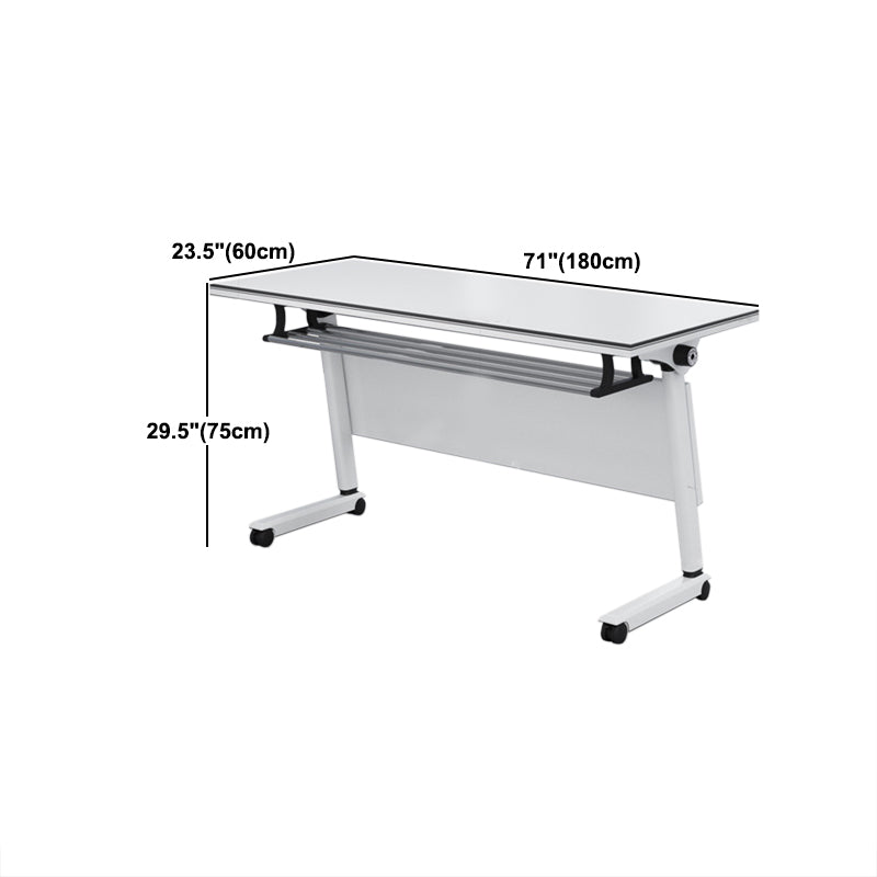 Contemporary Wooden Office Desk Rectangular Writing Desk with Caster Wheels