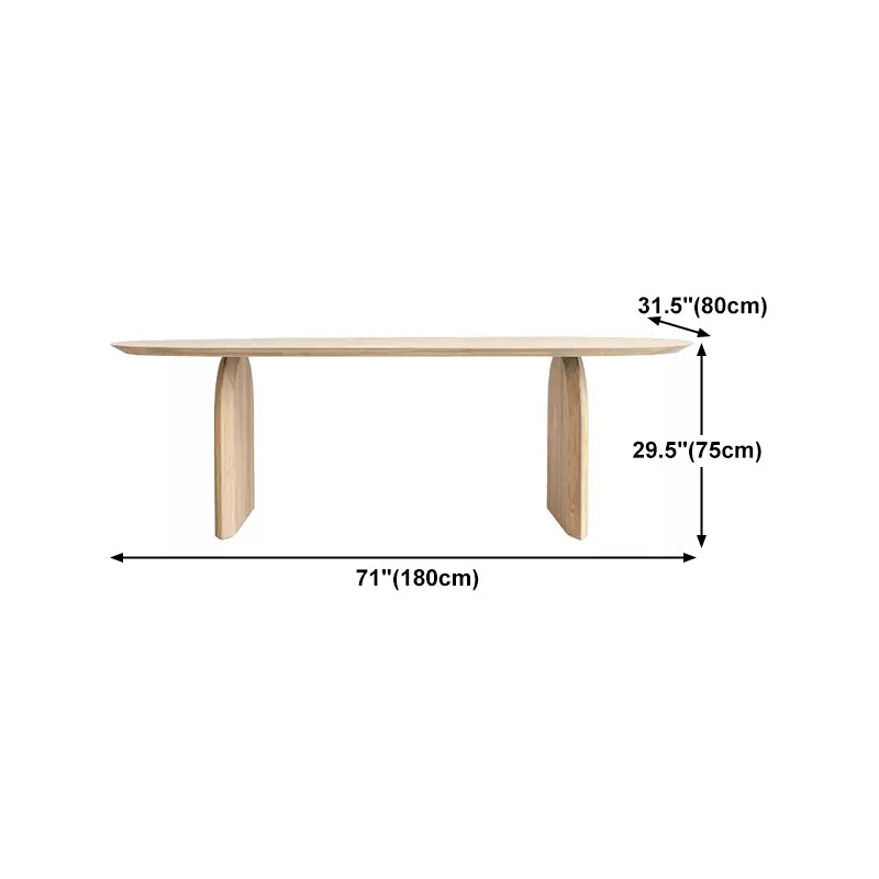 Industrial Pine Wood Office Desk Oval Natural Desk with Solid Wood Base