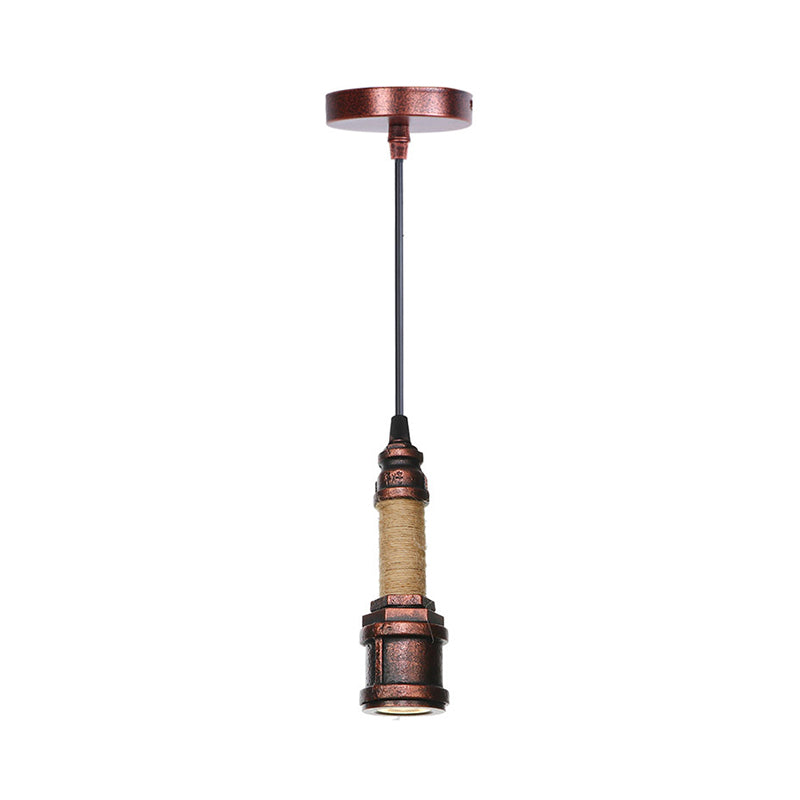 1 Light Water Pipe Hanging Lighting Industrial Rust Metallic LED Ceiling Pendant Lamp, 7.5"/8.5" High