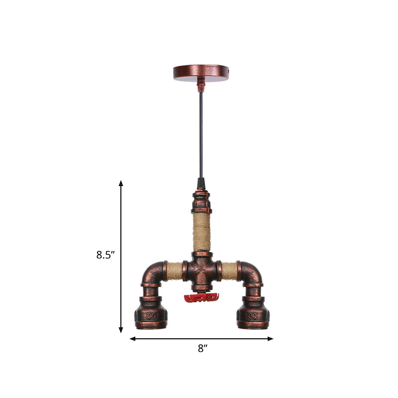 Rohrkorridor hängende Kronleuchter Industrieeisen 2 Leuchten Rost Finish LED Hängnisanhänger Lampe