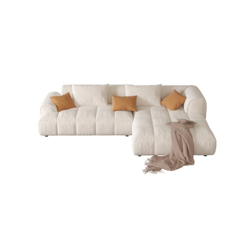 Nordic Style Sectional Sponge Padded Flannelette in Off-white/orange/orange-white Sofa