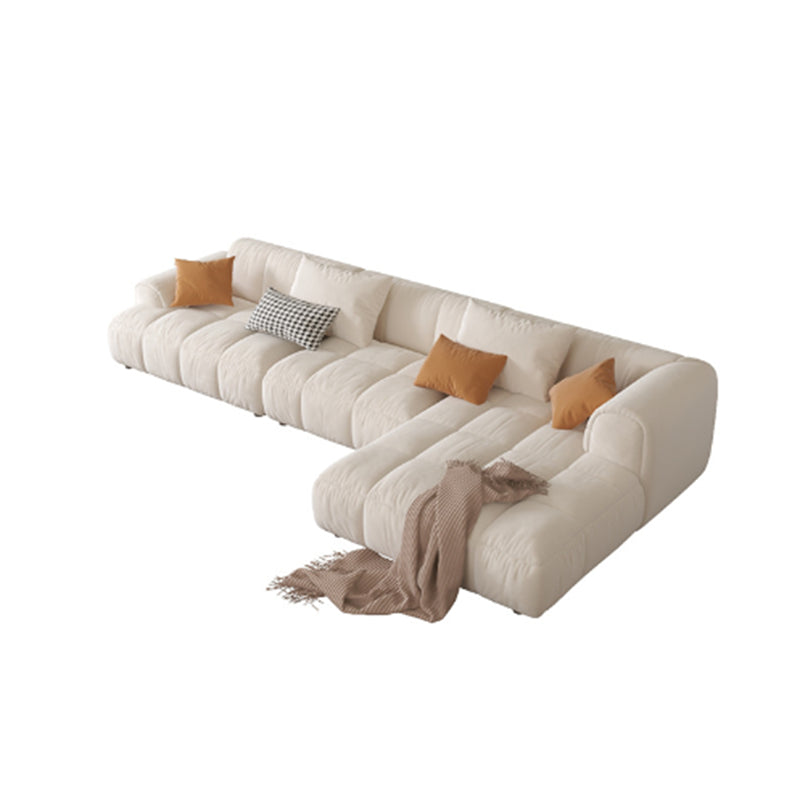 Nordic Style Sectional Sponge Padded Flannelette in Off-white/orange/orange-white Sofa