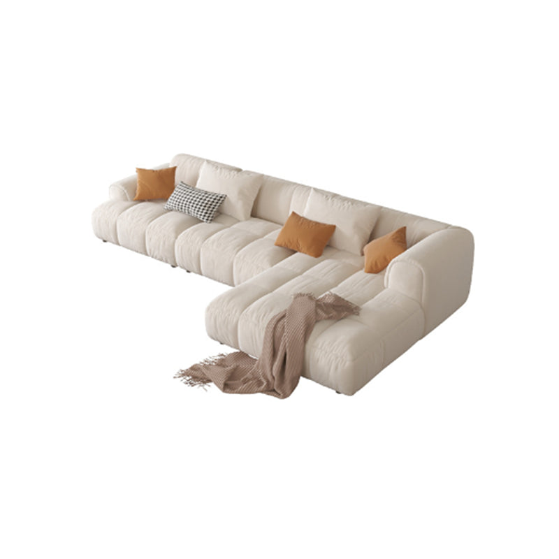 Nordic Style Sectional Sponge Padded Flannelette in Off-white/orange/orange-white Sofa