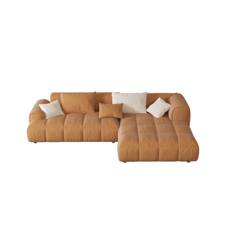 Nordic Style Sectional Sponge Padded Flannelette in Off-white/orange/orange-white Sofa