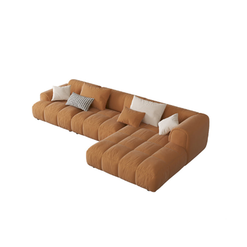 Nordic Style Sectional Sponge Padded Flannelette in Off-white/orange/orange-white Sofa